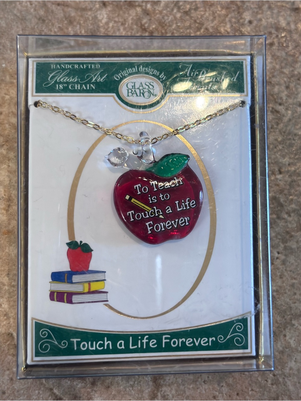 Handcrafted Glass Art 18in Chain By Glass Baron Airbrushed Accents Teacher Gift